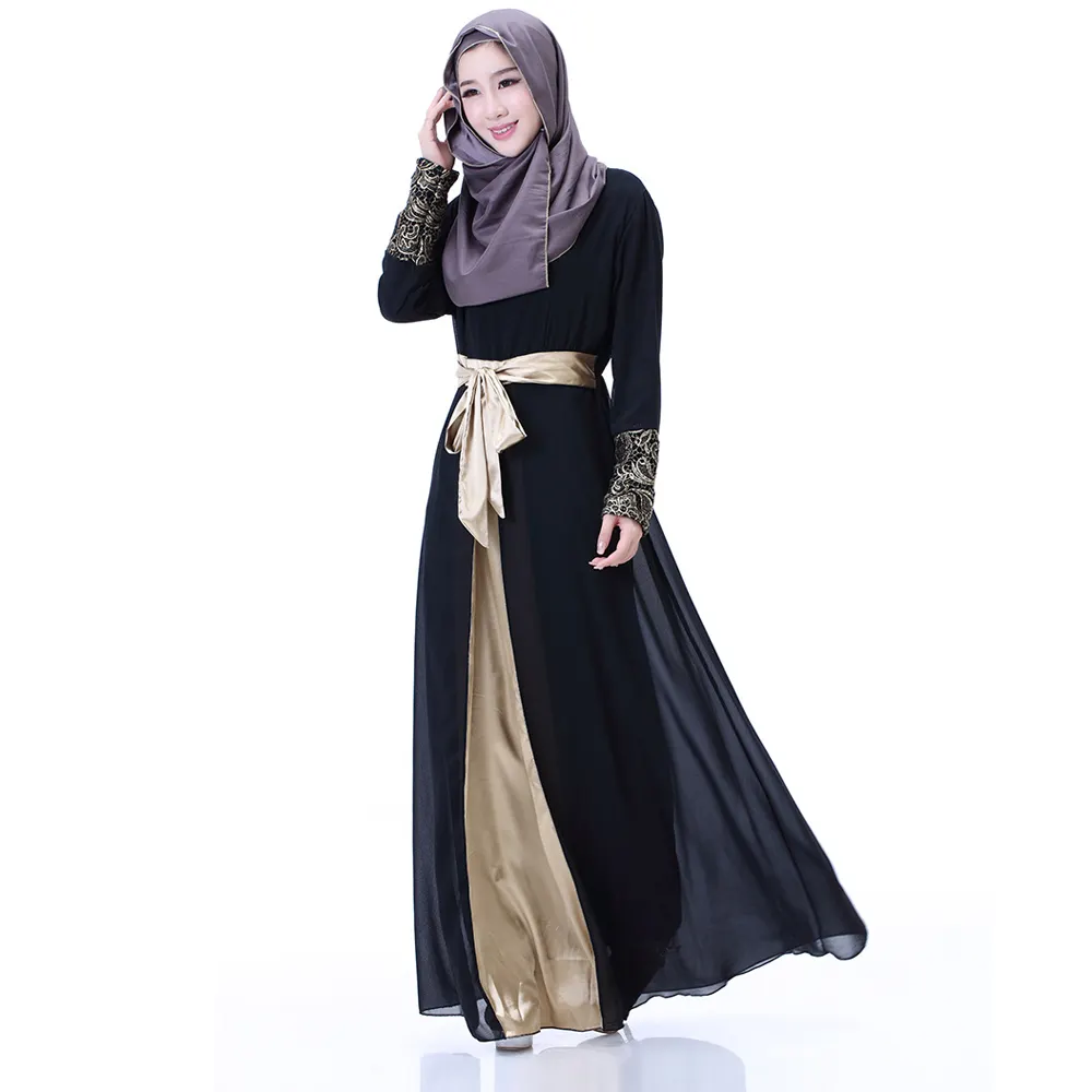 חדש הגעה התיכון מזרח Thobe תחרה עיצוב פקיסטן העבאיה 2018 אופנה בגדים אסלאמיים טורקיה המוסלמי מקסי שמלה