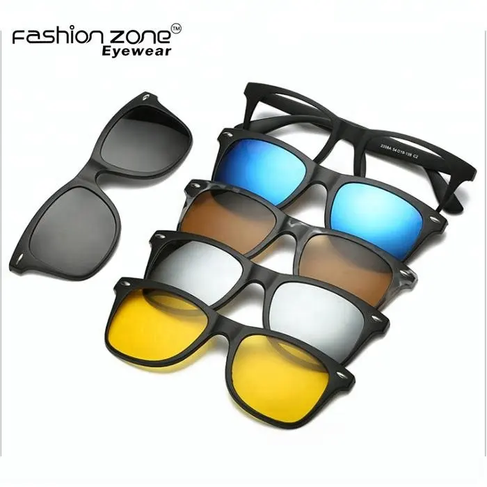 5 + 1 노란색/블랙 재고 고품질 TR90 편광 6 1 자기 미러 선글라스 클립 렌즈 안경 프레임