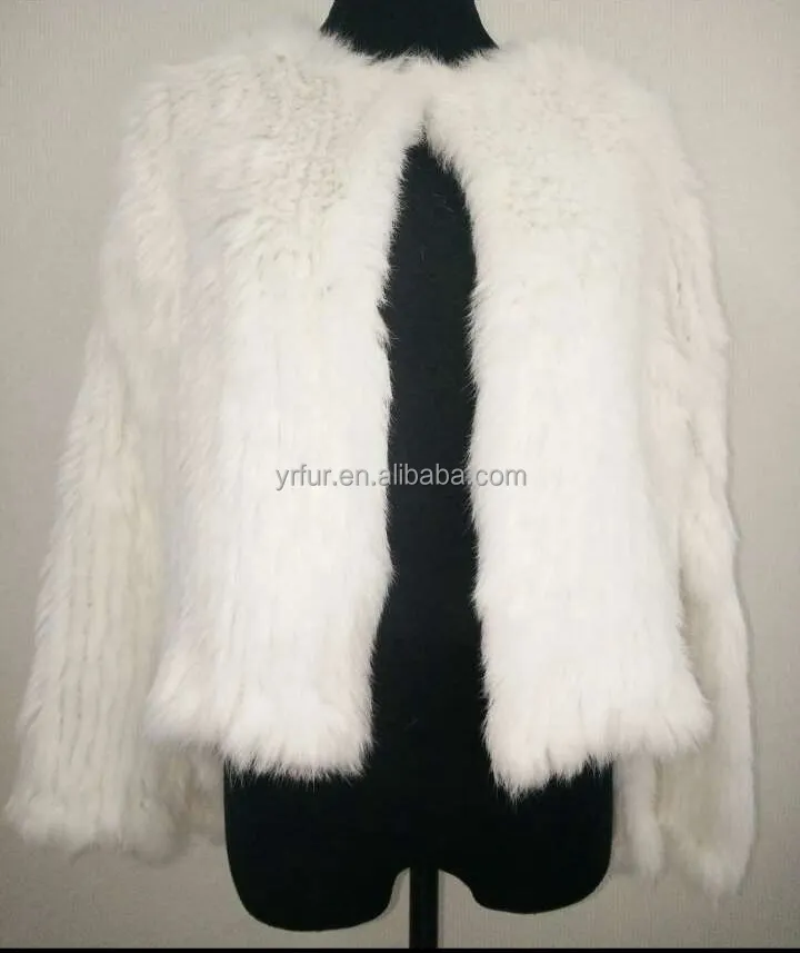 YR060 estilo australiano de punto de alta calidad chaqueta de piel de conejo Bolero de piel de boda