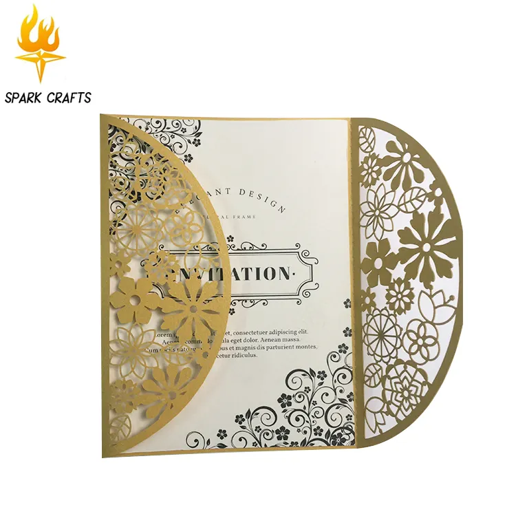 Professionele Vervaardiging Goede Kwaliteit Wedding Card Laser Cut, Laser Gesneden Bruiloft Uitnodiging Kaart