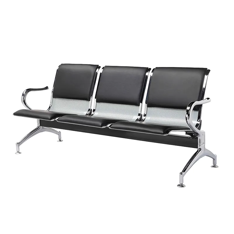 Populaire En Métal En Acier 3-Seater Chaise D'attente D'aéroport avec Rembourrage EN PU (YA-25)