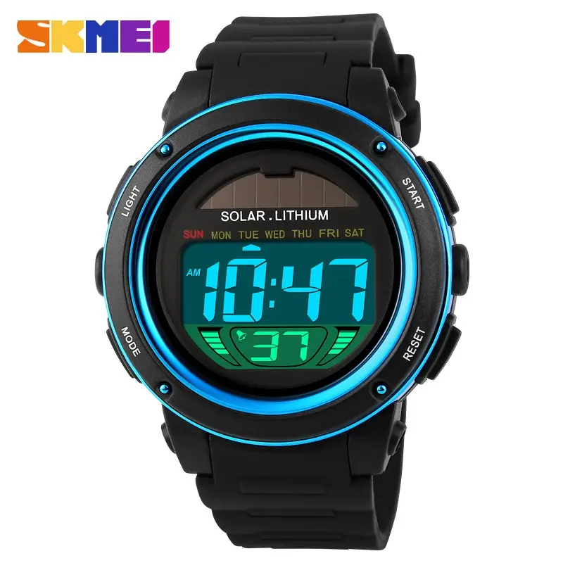 Vendite calde orologio da uomo skmei 1096 multifunzione con pannello solare sport 50m impermeabile dive mens digital led watch