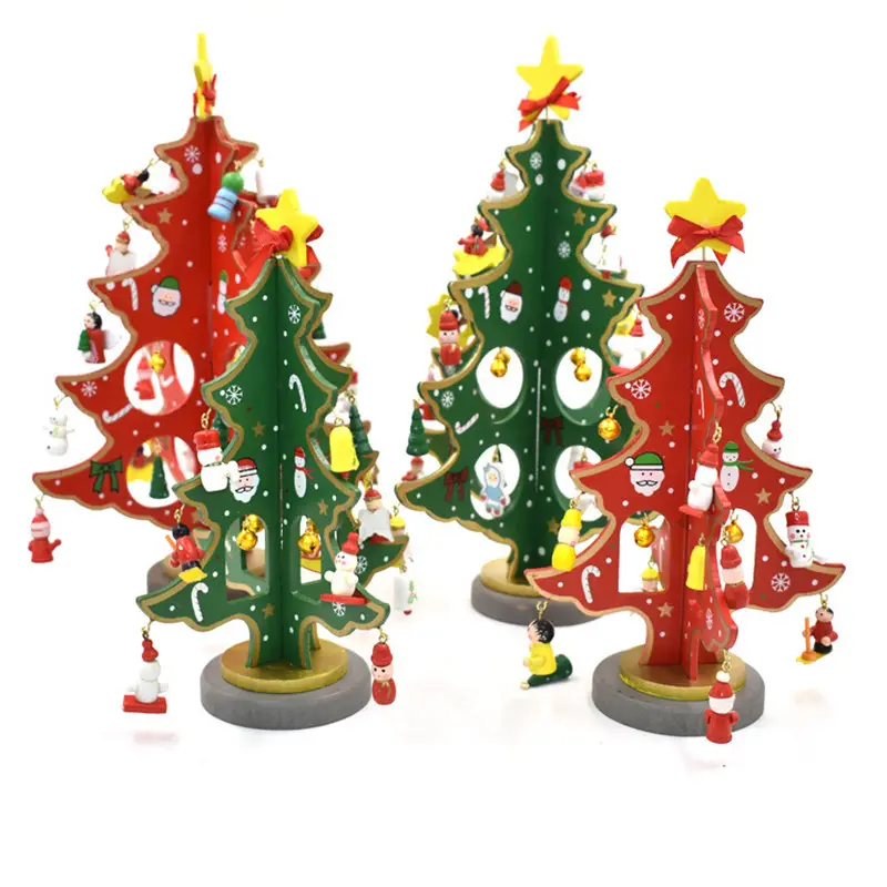 Jouets de décoration, 1 pièce, Mini arbres de noël en bois