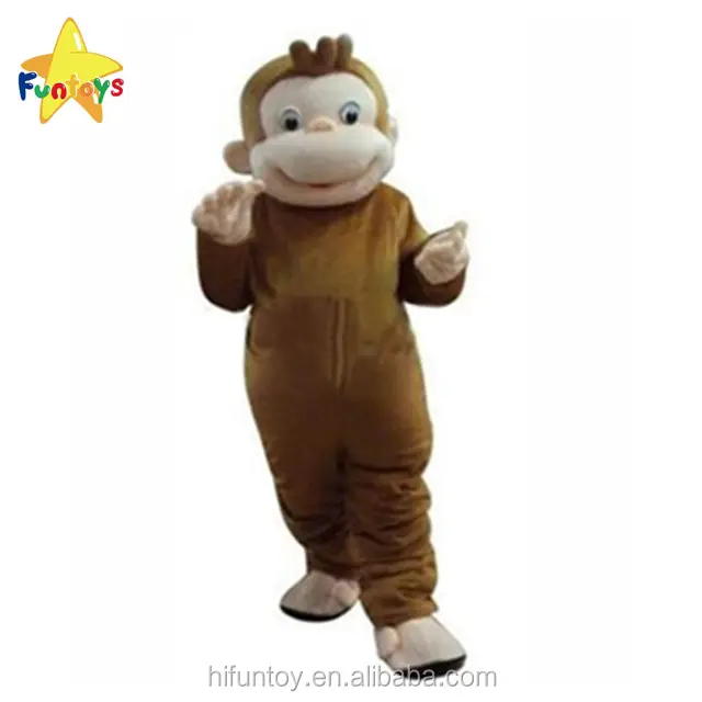 Fantasia do george monkey e mascote funtoys, cosplay curioso