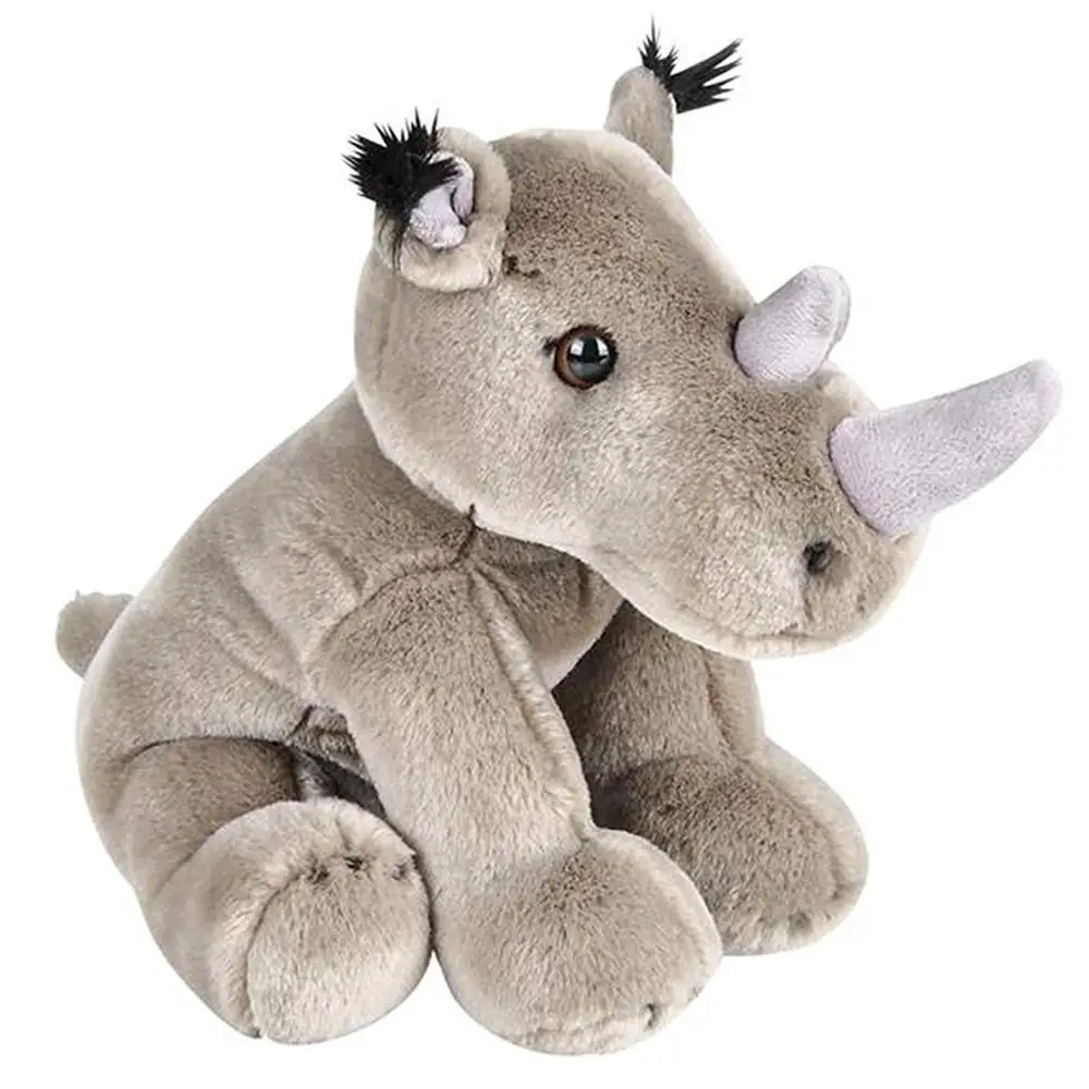 Peluche de animales de la selva, rinoceronte, Color gris, peluche, cuerno de nariz larga