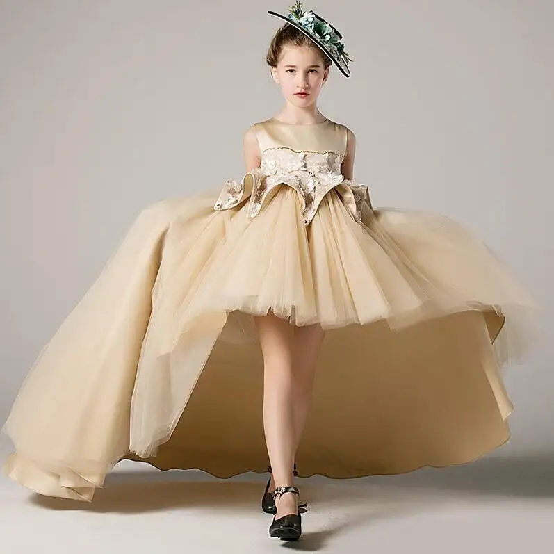 2019 Europe market latest unique baby kids party dress customize lace tutu fluffy party dress 12 years