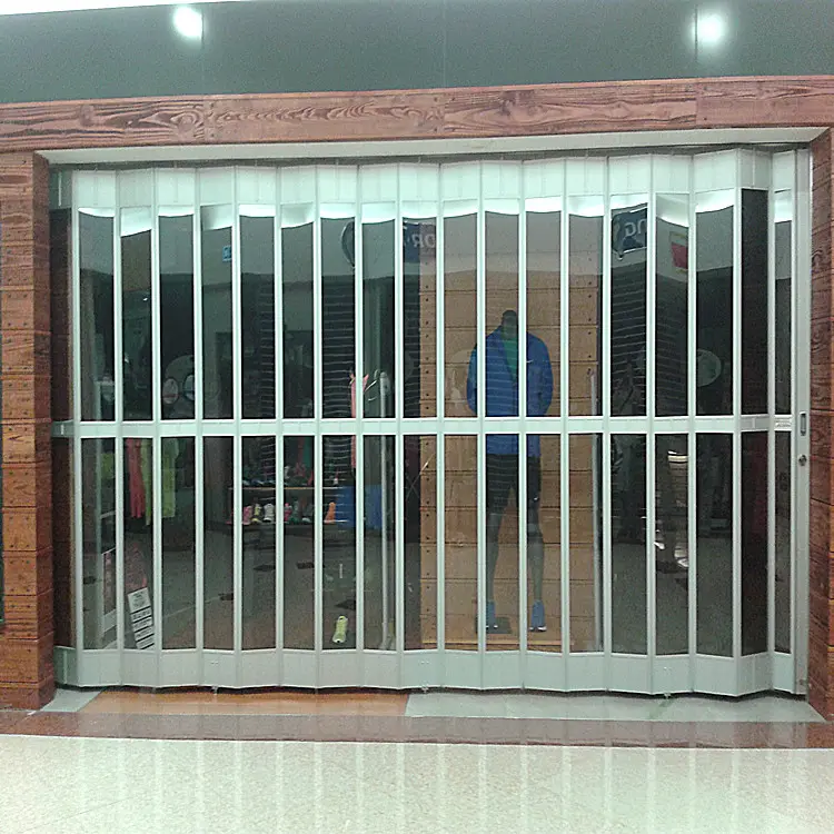 PORTE PLIANTE DE SÉCURITÉ COMMERCIALE FULL VISION | FABRICANT DE PORTE D'ACCORDEON CLAIR EN POLYCARBONATE