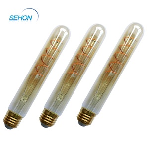 แก้วสีเหลืองอําพัน T30 Creative LED โคมไฟเอดิสันเส้นใยนุ่มโค้ง E27 แสง T30 หลอดแก้วยาว - Product Image 1