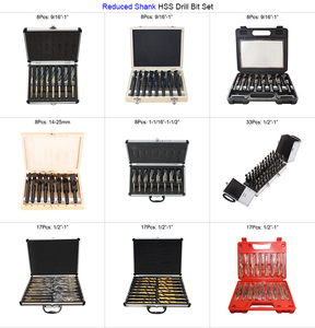 8件大号1/ 1/2缩小柄银色和戴明铁匠钻头套装，用于塑料盒中的金属