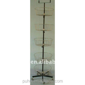 Cửa Hàng Bán Lẻ Sắt Thép Vòng Giỏ Di Động Dây Kim Loại <span class=keywords><strong>Dump</strong></span> <span class=keywords><strong>Bin</strong></span> Spinner <span class=keywords><strong>Display</strong></span> Stand - Product Image 6