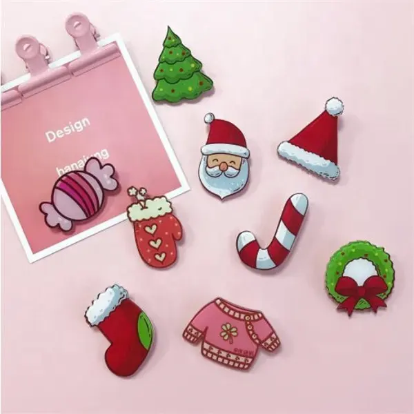 Pin de solapa de acrílico personalizado de dibujos animados kawaii Feliz Navidad