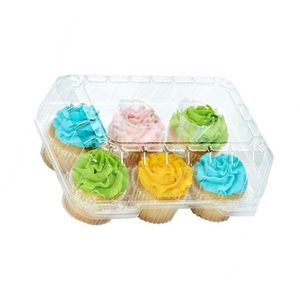 Tùy Chỉnh 6 Đếm Vỏ Sò Bản Lề Trong Suốt Mini <span class=keywords><strong>Cupcake</strong></span> Container Có Nắp Đậy Rõ Ràng Nhựa <span class=keywords><strong>Cupcake</strong></span> Container Hộp - Product Image 5