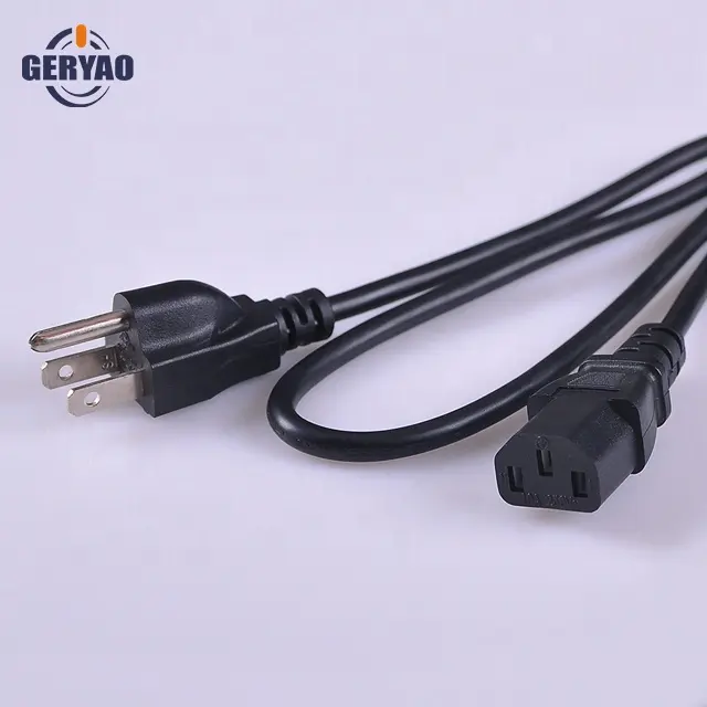 USA 3-pin male plug with 3 core cable and power connector female plug