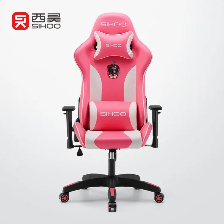 Tecido de couro de alta qualidade confortável menina rosa computador gaming cadeira giratória cadeira de corrida