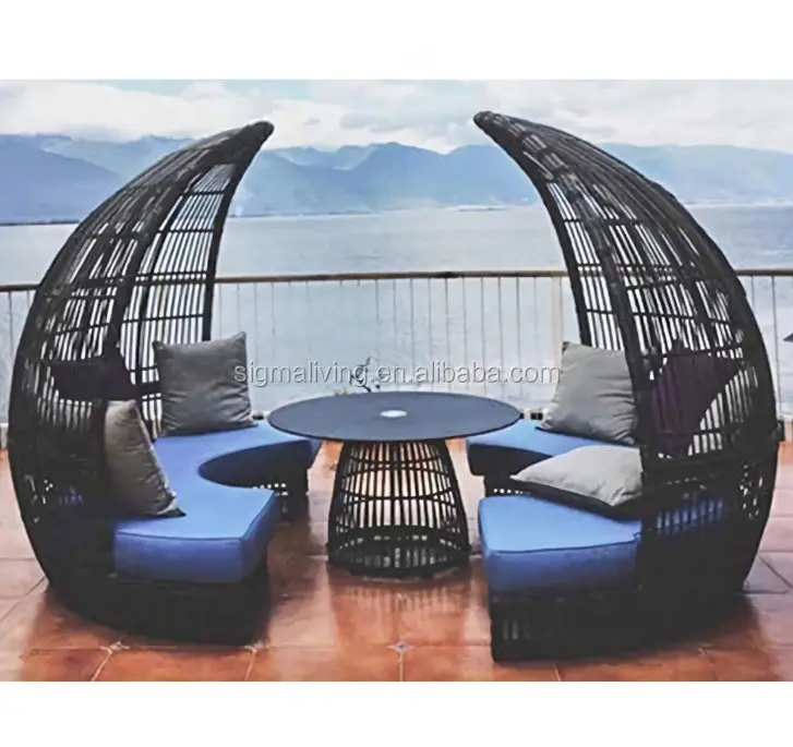 Mobiliário de jardim de qualidade design exclusivo, sofá de mesa para áreas externas em rattan