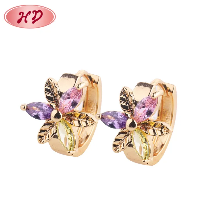 Guangzhou Fashion 22K Gold Huggies Earrings Jewelry Market