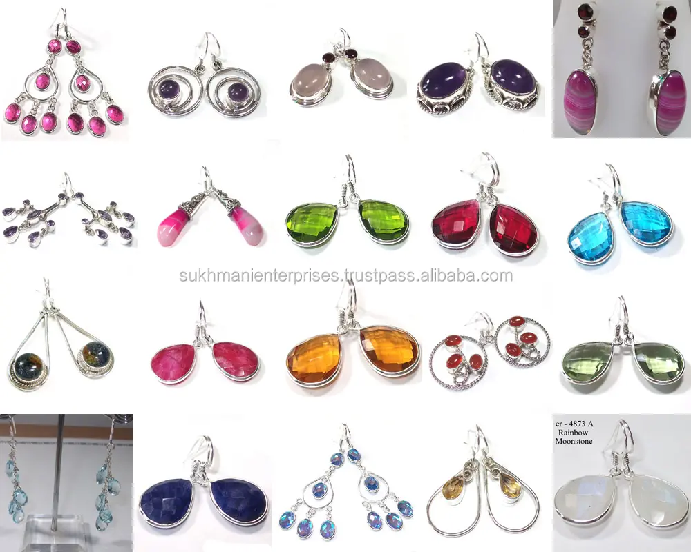Earrings 925 sterling silver jewelry wholesale gemstone earrings