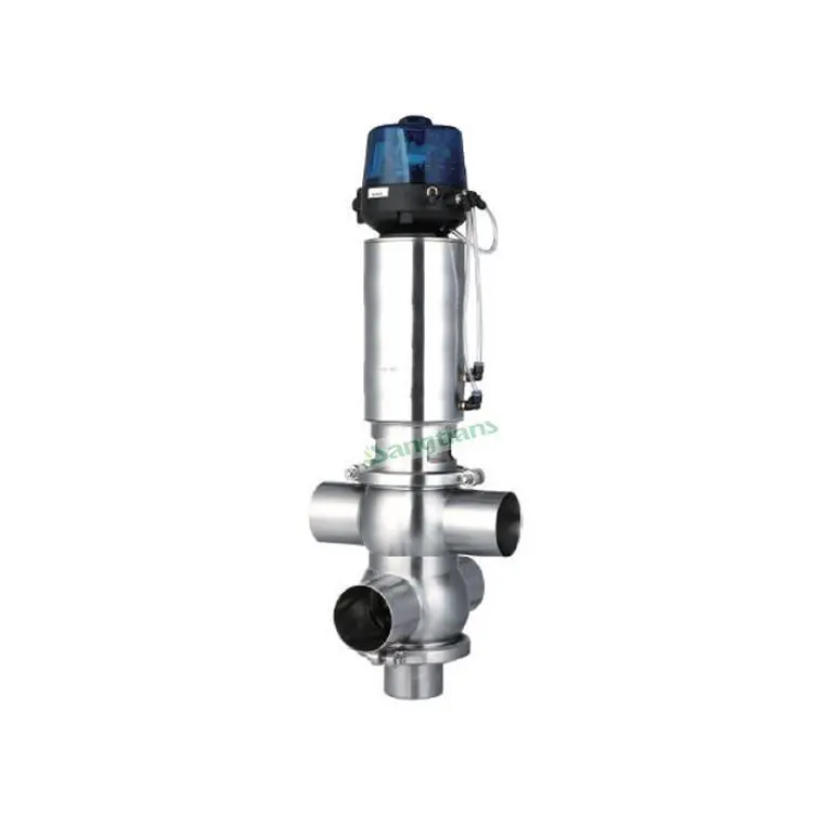 Vanne d'inversion 4 voies SS304/316L Valve à double siège Valve sanitaire Mixproof