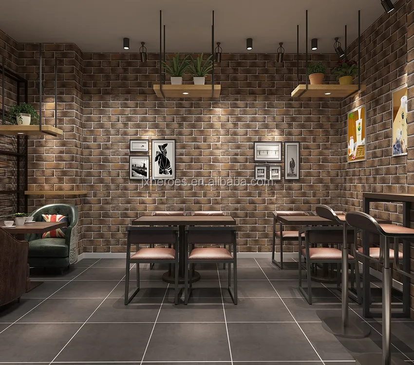Современный Стиль 3D кирпичная стена узор западный ресторан и кафе декоративные обои