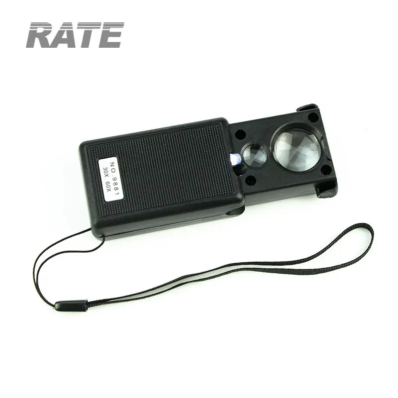 NO. 9881 30X 60X LED Illuminato Pocket Lente di Ingrandimento con I Soldi Ispettore