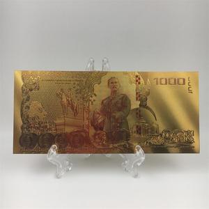 1000 泰铢彩色泰国 24k 金箔钞票为家庭装饰礼品和商务纪念品礼品与丙烯酸相框
