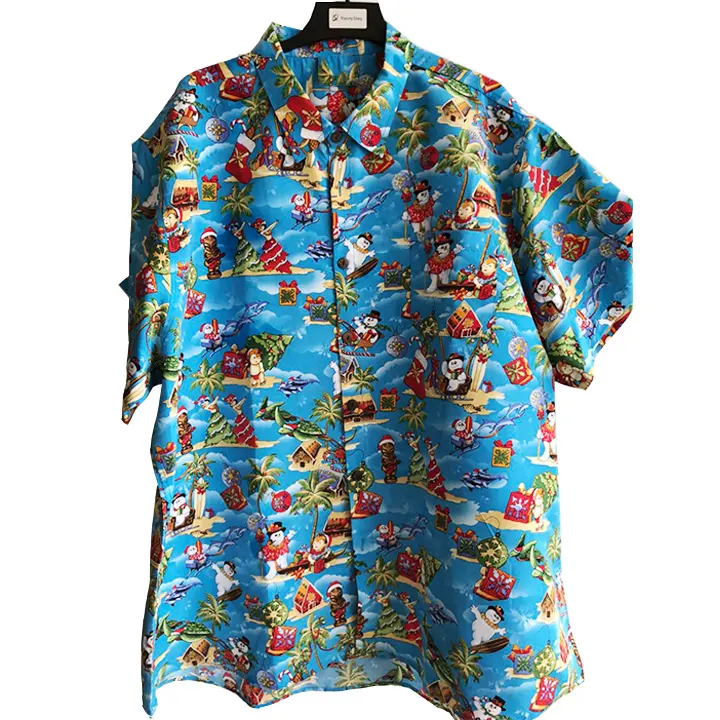 Men's printed button up shirt for Christmas Day , Festival shirt