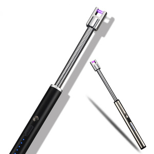 360定制徽标旋转电动BBQ打火机金属<span class=keywords><strong>usb</strong></span>可充电烛光