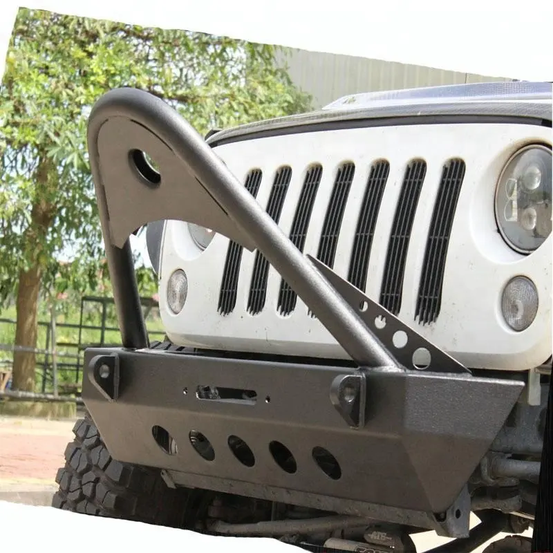 Para jeep wrangler jk bumper frontal, 2007-2018 com placa de enrolamento, preto texturizado