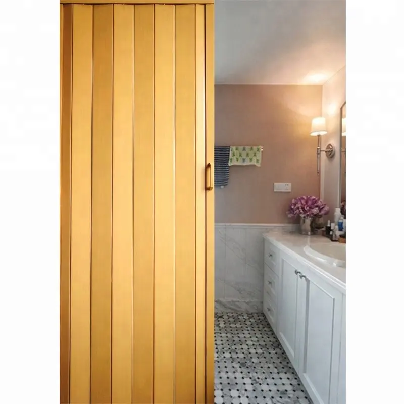 Puerta plegable de acordeón de madera de teca de PVC con bisagra suave