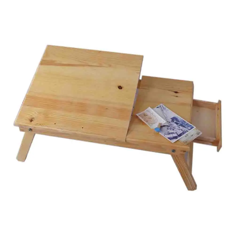 Bandeja plegable portátil de madera para ordenador portátil, bandeja de escritorio resistente con portavasos para cama