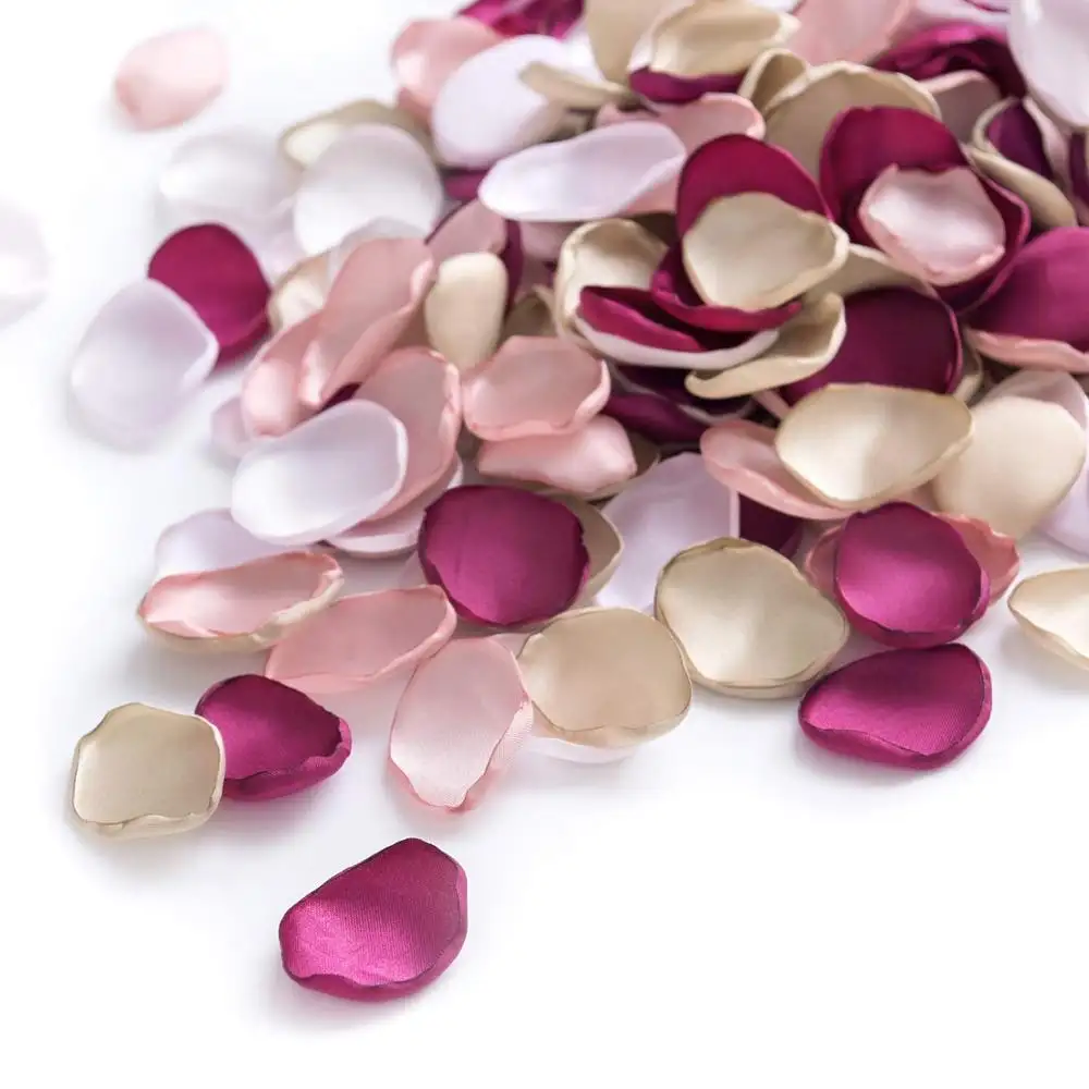 Petali di rosa di seta artificiale di vendita calda petali di raso petali di rosa avorio di seta per decorazioni nuziali