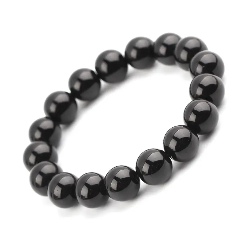 Pulsera de cuentas de ágata negra, piedras preciosas, ónix, 4-12mm, venta al por mayor