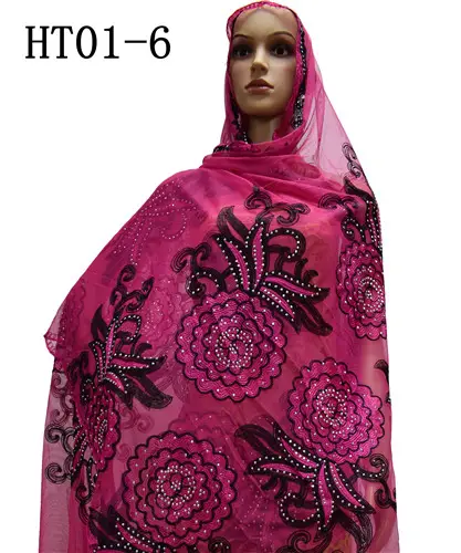 Écharpe hijab africaine pour femmes, HT01-6, nouveau design, vente en gros, foulard