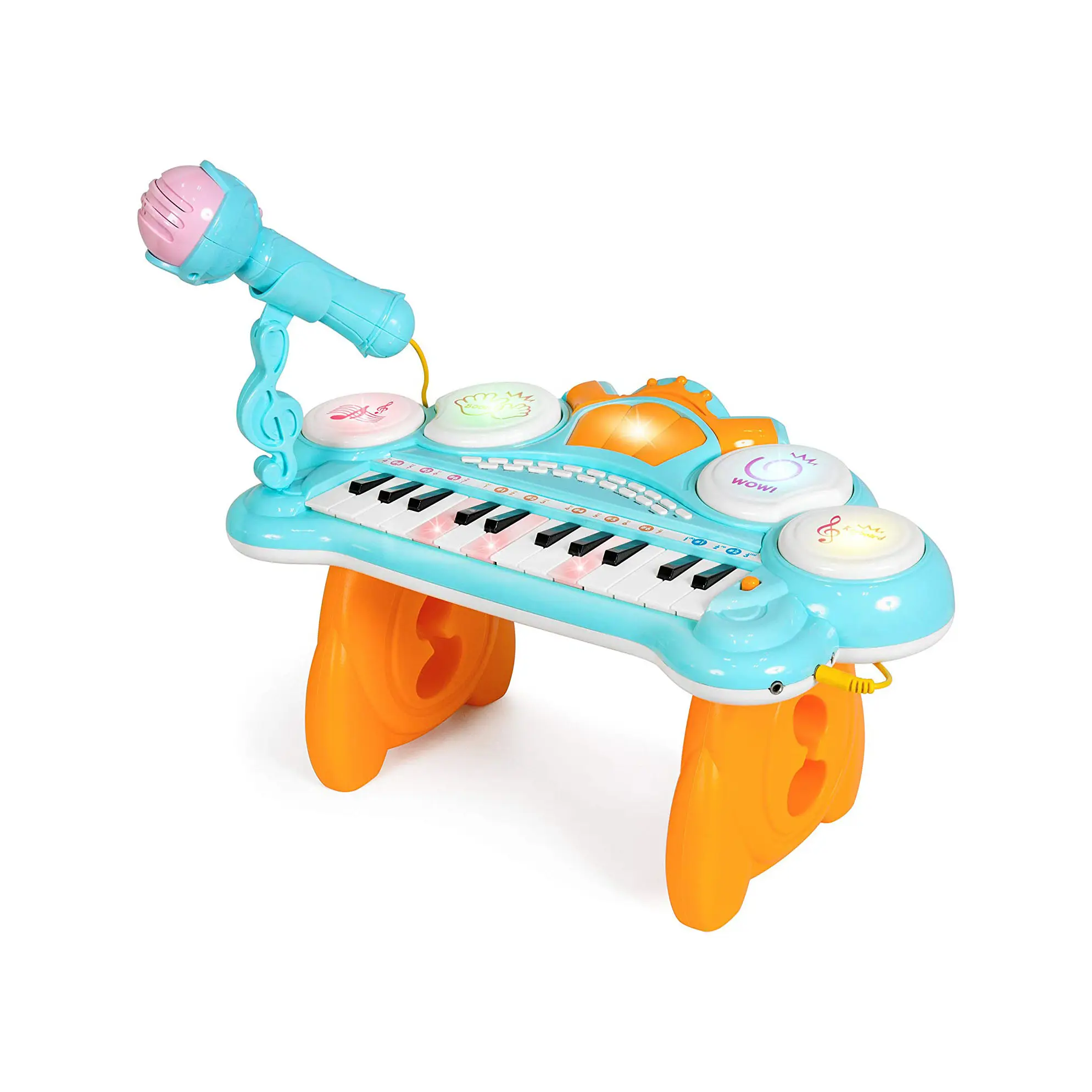 Clavier électronique Musical coloré pour enfants, 21/24 touches, jeu d'apprentissage éducatif pour tout-petits, avec lumières, Microphone MP3, chant, Mode d'enseignement