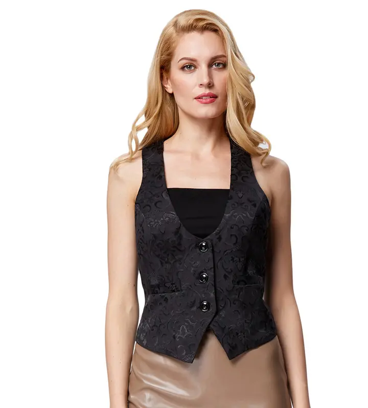 Gilet ajustable pour femme, ceinture Jacquard à bretelles, 3 boutons, Grace, Karin