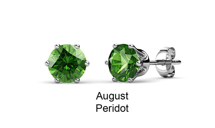 Boucles d'oreilles à tige en laiton avec pierre d'anniversaire péridot - août