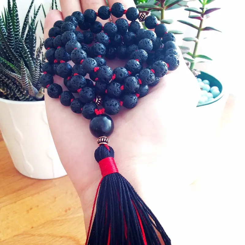 Cuentas de oración budista para hombres, pulsera y collar, Mala, 108