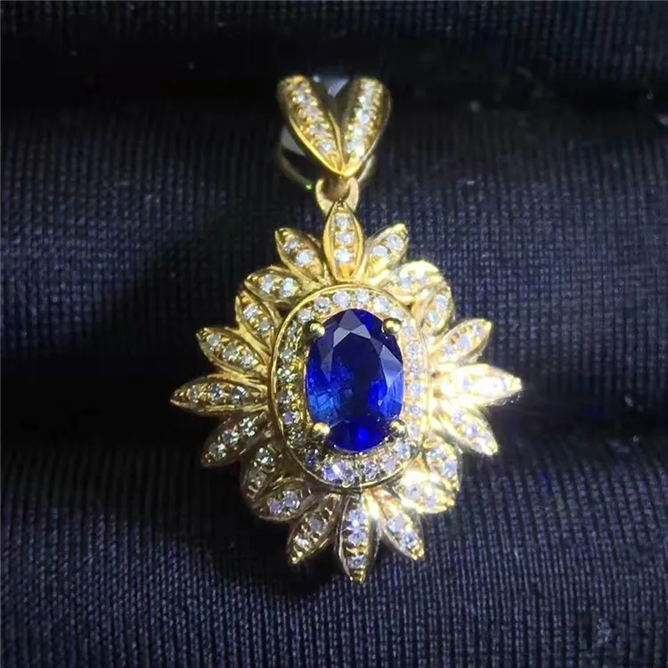 Münze anhänger vintage 18 k gold Südafrika real diamond natürlichen saphir anhänger für frauen blue sapphire