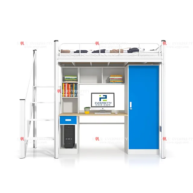 Staff Dormitory Bunk Bed School Student Bunk Bed Set with Study Desk and Cabinet