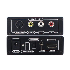 V/RCA/S-视频到 HDMI 转换器, 带电源适配器的复合 3RCA 音频视频 A/V CVBS 到 HDMI 适配器转换器盒