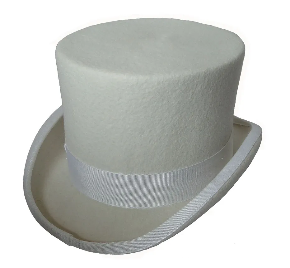 หมวกเฟโดราขน100% สีขาวหมวกสีดำหมวกประธานาธิบดีหมวกทักซิโด้แบบทางการสำหรับสุภาพบุรุษนักขี่ม้าขนาดใหญ่นักมายากล