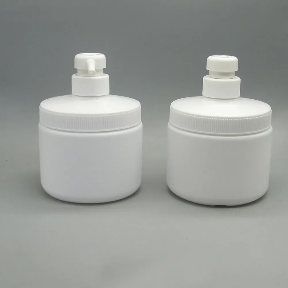 500 ml Plastik runde kosmetische weiße Lotion Creme 500 ml Glas mit Pumpe