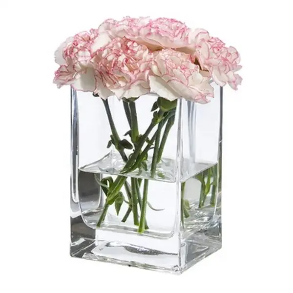 Florero cuadrado de cristal para arreglos florales, jarrones de flores de cristal para boda en el hogar, recuerdo de boda Mesa decoración centro de mesa