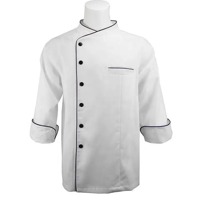 Ropa blanca de manga larga para restaurante, ropa de cocina, chaquetas de chef, abrigo, ropa de cocinero