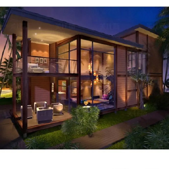 Fácil montaje diseño de luz de acero familia casas prefabricadas
