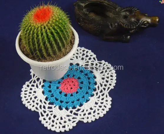RT17093 100% Cotton and Hand crochet doily coaster
