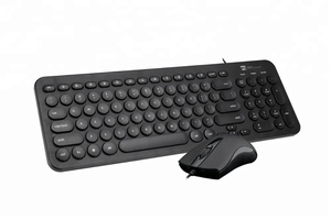 Teclado retrô com fio, mouse e teclado retrô com fio conjunto de mouse e teclado de escritório