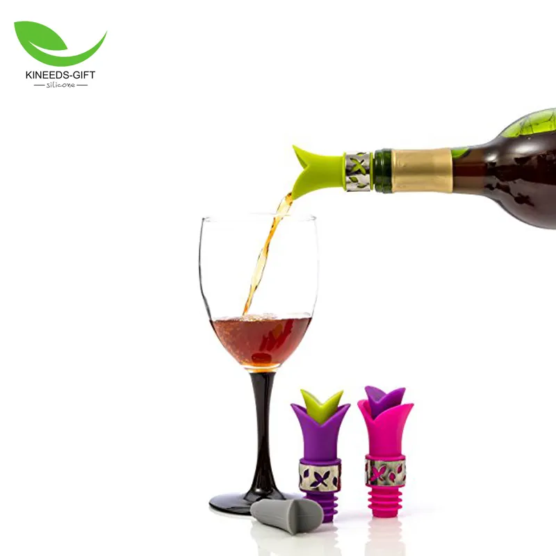 Garrafa de vidro ecológica, rolhas de vinho de silicone para garrafa de vinho, feitas de silicone, presentes de natal