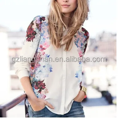 Mulheres europeias 2017 novo design chiffon mulheres blusa