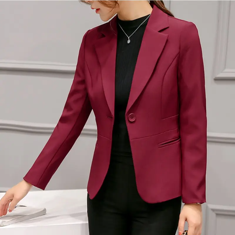 Ysmarket jaqueta feminina slim primavera outono, 6 cores, blazer feminino, botão único, manga longa, casaco feminino